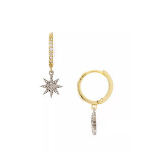 Marc & Marcella Bloomingdale's Diamond Starburst Huggie Hoop Earrings GoldPlated